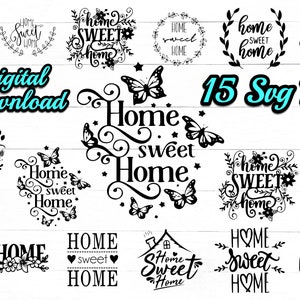 Home Sweet Home SVG, Home Dekor Schmuck, Silhouette-Datei, Home Sweet Home Kranz SVG, Home Cut Datei, Home Cut Datei, Instant Download.