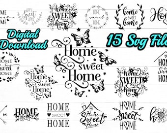 Home Sweet Home Svg, Home Decor Svg, Silhouette File, Home Sweet Home Wreath SVG, Home Cut File, Home Svg, Cut File, Instant Download.