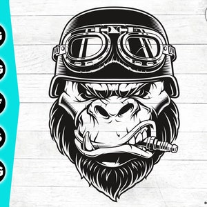 Biker Gorilla SVG-Datei, Gorilla Kopf SVG, Angry Gorilla SVG, Biker Tiere SVG-Datei, Gorilla Vektor, schneidbare Datei, Tier SVG, Gorilla Eps.