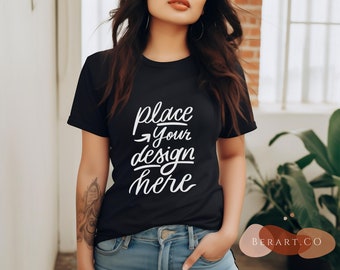 Black Bella Canvas 3001 T-Shirt Mockup (Digital Download)