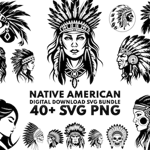 Bundle Svg nativo americano, Guerrieri svg, Mandala svg, Indiano americano Svg, Download digitale nativo americano, Capo indiano, File PNG SVG.