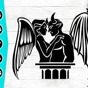 Angel and Devil SVG, Svg Png Dxf Eps Jpg Instant Download for Print Cut Cricut Cameo Silhouette, Angel Demon svg, Gothic svg, Good and Bad.