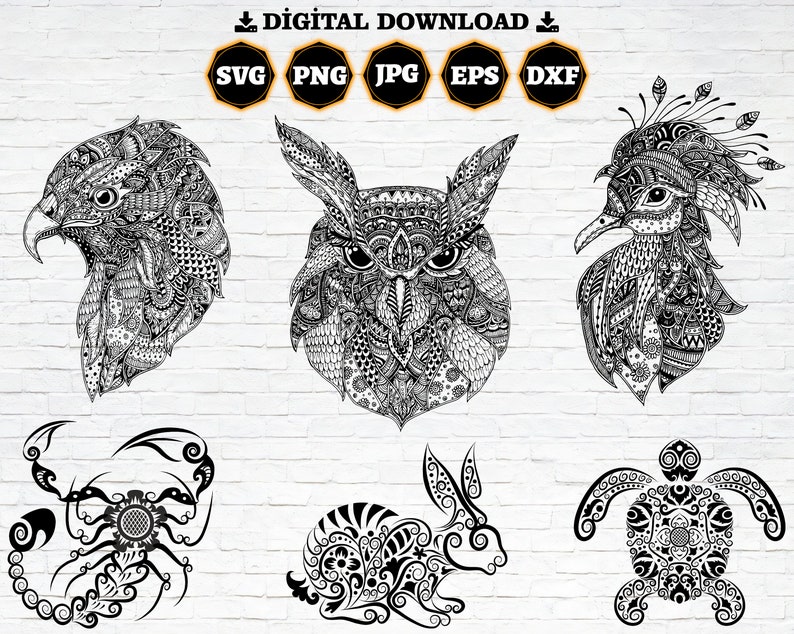 Animal mandala svg bundle animal mandala set of 30 svg etsy