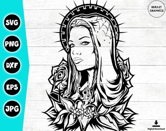 Floral Woman SVG: Silhouette Face Drawing (Digital Files)