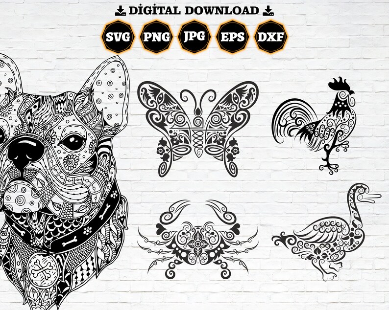 Animal mandala svg bundle animal mandala set of 30 svg etsy