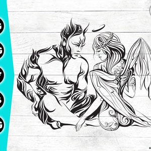 Angel and Devil SVG, Svg Png Dxf Eps Jpg Instant Download for Print Cut Cricut Cameo Silhouette, Angel Demon svg, Gothic svg, Good and Bad.