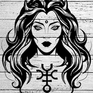Göttin Hekate Svg Png Vektor-Illustration Clipart digitaler Download Cricut Ausschnitt Datei, Hexe svg, Witchcraft svg, Gothic SVG Griechische Mythologie