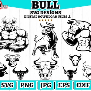 Paquete SVG de 30 toros, toro enojado svg, archivos de corte de toro, toro cricut SVG, silueta toro SVG, cabeza de toro svg png, tauro svg, plantilla de toro enojado.