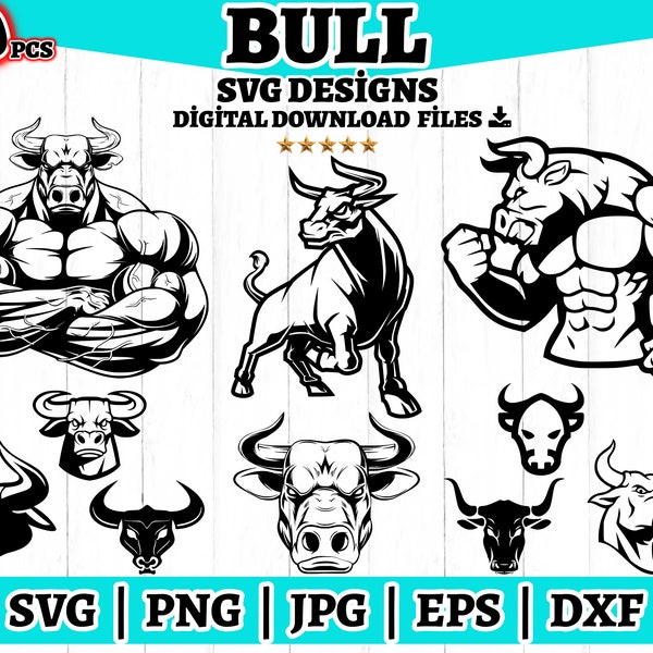 30 Bull SVG Bundle, Angry Bull Svg, Bull Cut Files, Bull Cricut SVG, Silhouette Bull SVG, Bull Head Svg Png, Taurus Svg, Angry Bull Stencil.