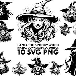 Witch SVG, Halloween Bundle SVG, Halloween Witch SVG, Witch Clipart, Spooky Clipart, Svg Files for Cricut and Silhouette, Witchy Women Svg