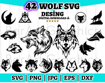 Wolf Svg, Wolf Svg bundle, Forest Howling Wolf Svg, Wolf Clipart, Wolf Pack vector Svg, Wolf Svg Cut Files For Cricut, Svg Digital Download.