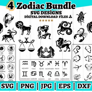 4 Sternzeichen SVG Bundle, Horoskop SVG, Boho SVG Cut File, Astrologie SVG, Geburtszeichen SVG, Himmlisches SVG, Sternzeichen SVG, Mystisches SVG, Kommerzielle Nutzung.