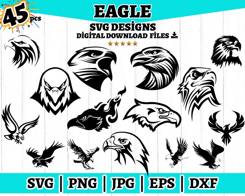 Eagle SVG Bundle: 45 Bird Clipart Designs (digital Download) - Etsy ...