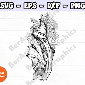 Kwiatowy nietoperz SVG, pliki do cięcia nietoperza, kwiatowy nietoperz SVG, clipart nietoperza, nietoperz Cricut SVG, cyfrowe pobieranie nietoperza, plik do cięcia SVG, obraz wektorowy, nietoperz SVG PNG.