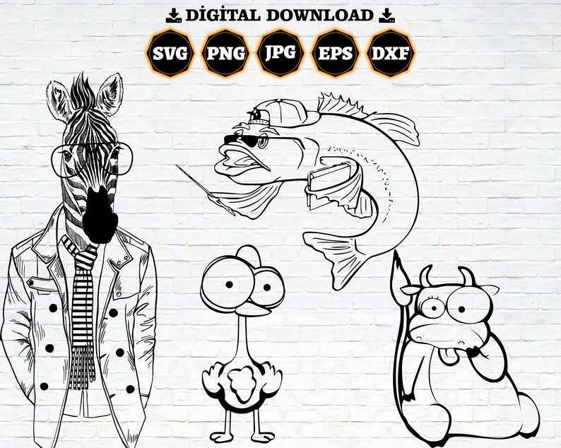 Funny Animals Svg Bundle, Animals Clipart, Svg Files for Cricut, 25 ...