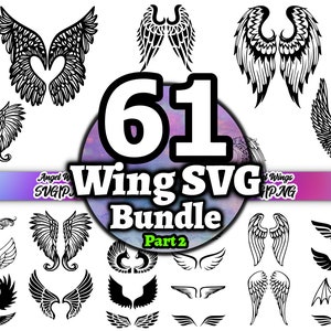 Angel wings 61 pcs Svg Png desing Bundle, Wings clipart, wings cut file, Svg files for cricut, Svg for Tshirt, Svg angel wings.