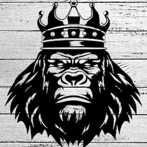 King Gorilla Svg File, Gorilla Head SVG, Angry Gorilla SVG, King animals SVG file, Gorilla Vector, Cuttable File, Animal Svg, Gorilla Png.