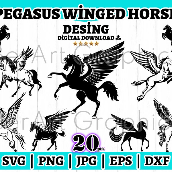 Horse Png, Pegasus Unicorn horse SVG, Pegasus Horse with wings Svg, Flying Horse Svg, Horse png, Unicorn horse Silhouette Vector Images.