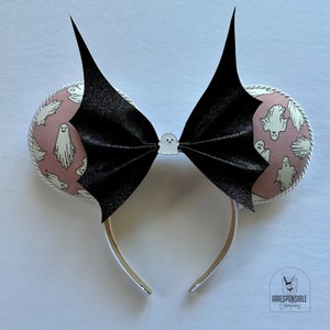 Glow in the dark Halloween Minnie Ears with  bat wing bow