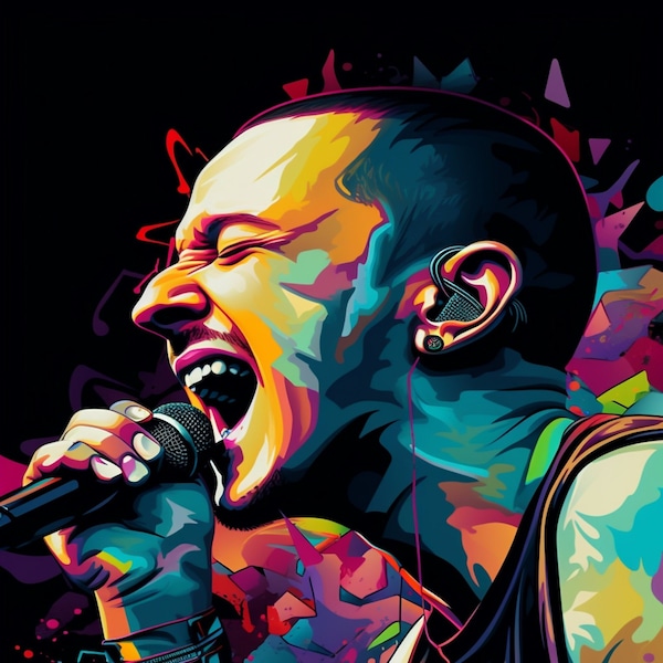 Abstract Portrait of Chester Bennington of Linkin Park - Digital AI Art Print