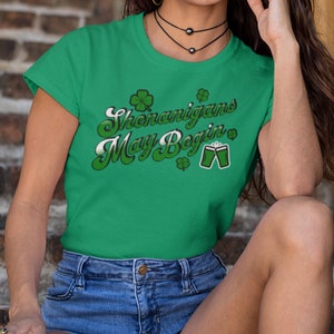 St Patricks Day Shirt Shenanigans T Shirt Funny Irish T-Shirt Lucky Tee Shirt St Pattys Day Gift Woman Shirt Drinking TShirt