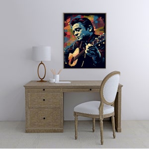 Johnny Cash AI Generated Digital Print - Trendy Abstract Portrait Music ...