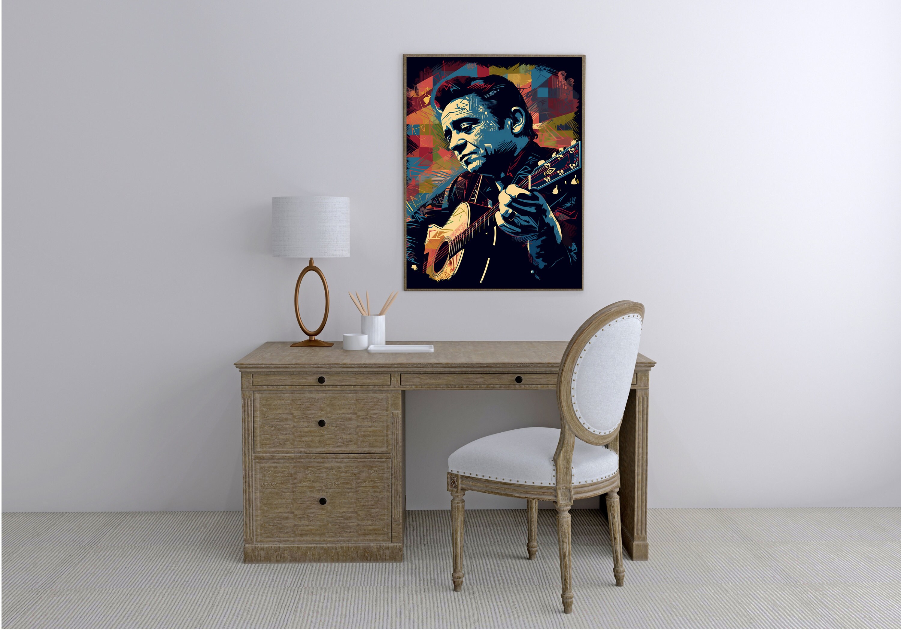 Johnny Cash AI Generated Digital Print - Trendy Abstract Portrait Music ...