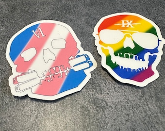 The Locked Tomb // Gideon/Harrow/Nona the Ninth -- CUSTOM House Pride Flag Skull -- Matte vinyl waterproof sticker