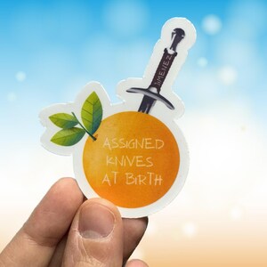 Oranges & Non-binary Pride -- Matte vinyl waterproof sticker