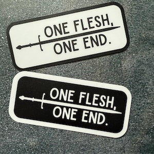 The Locked Tomb // Gideon the Ninth -- "One Flesh, One End" (with sword) -- Matte vinyl waterproof sticker