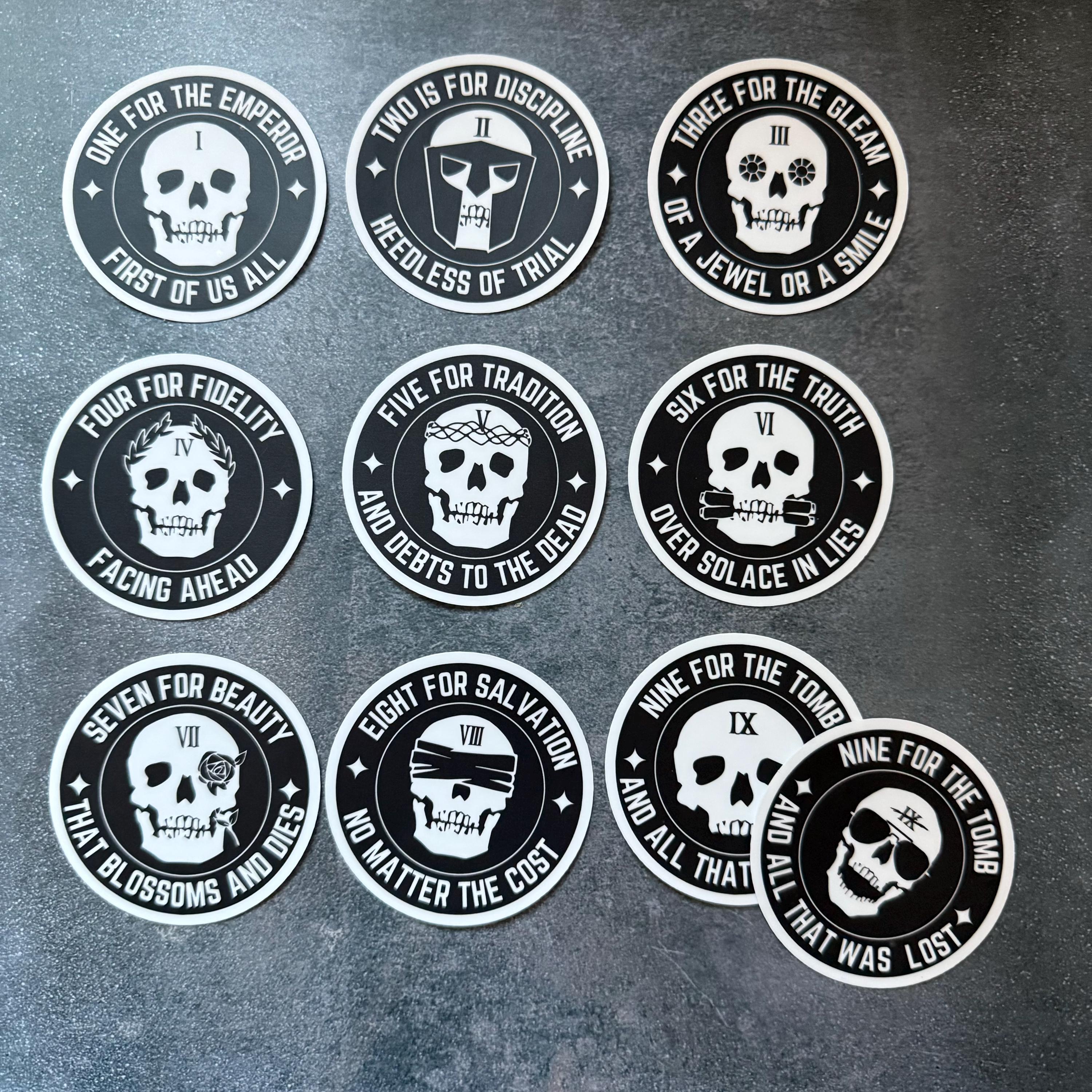 The Locked Tomb // Gideon the Ninth -- Lyctor Poem + Seals -- Matte vinyl waterproof sticker