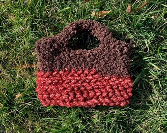 Elle" Crotchet Handbag for Women | Handmade in Red and Brown | Small Crotchet Handbag | Trendy Gift for Her