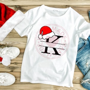 Personalized Name & Initial Christmas Tshirt letters K-T