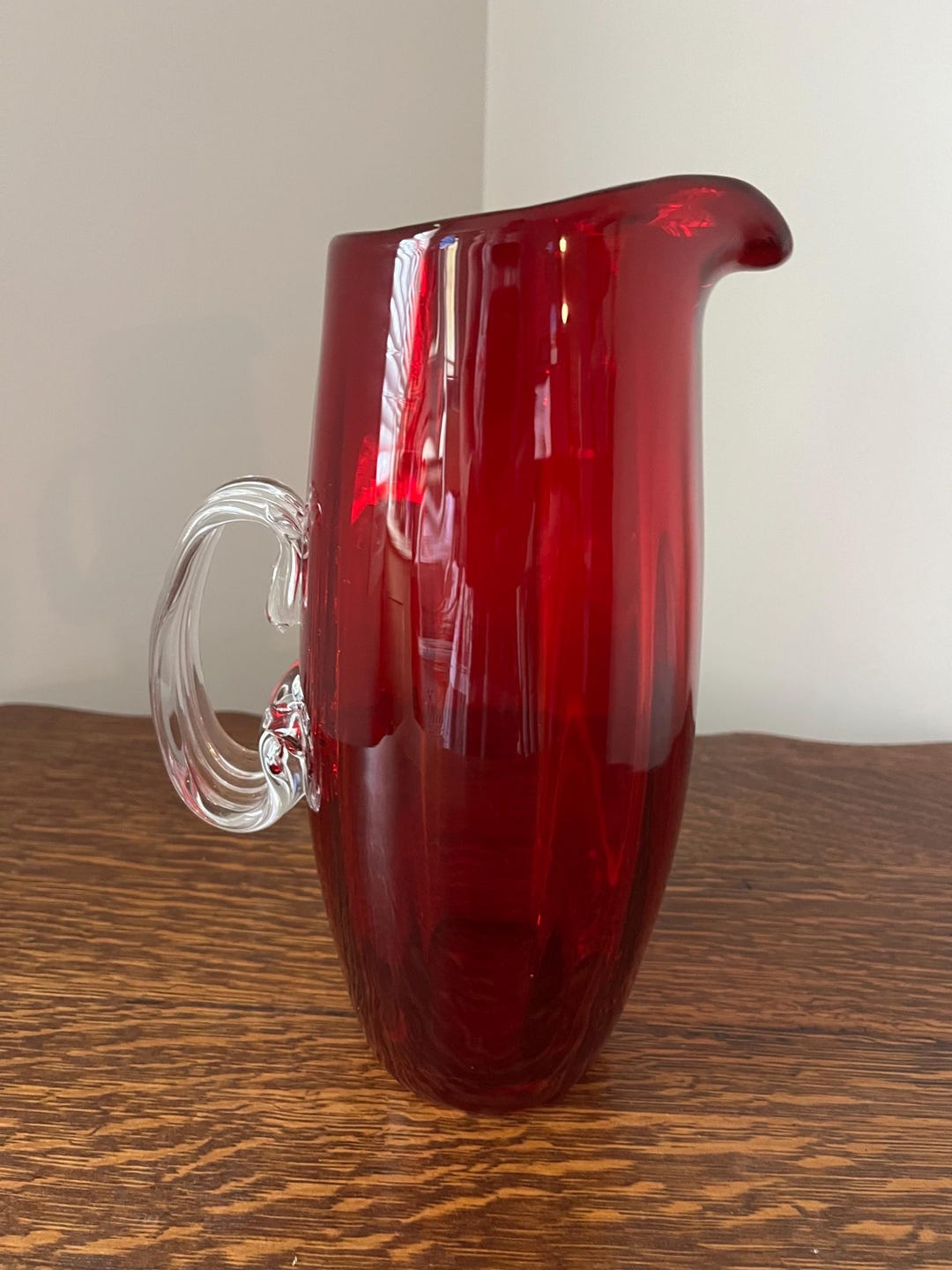Vintage Blenko 3-RE Regal Large Ruby Red Pitcher - Hand-blown Art Glass ...