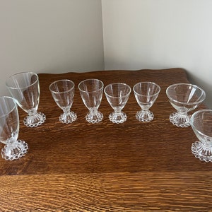 Vintage Dessert Glass Dishes | 4 Different Sizes - 2 of each | Hobnail trim around the bottom