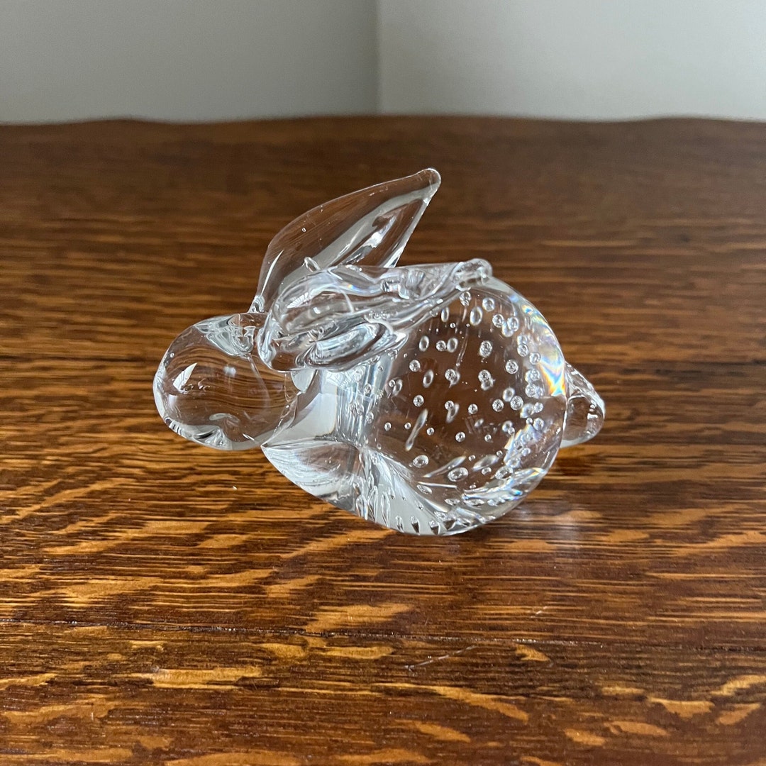 Vintage Clear Crystal Rabbit Paperweight - Charming Collectible Desk ...
