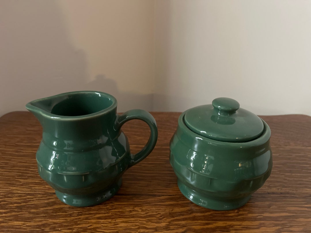 Vintage Longaberger Sugar and Creamer Set Ivy Green Etsy