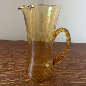 Vintage Amber Brown Glass Pitcher, 8-Inches Tall