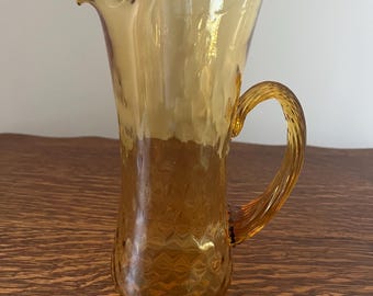 Vintage Amber Brown Glass Pitcher, 8-Inches Tall