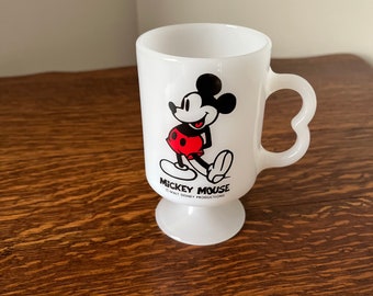 Vintage Disney Mickey Mouse Milk Glass Mug Pedestal
