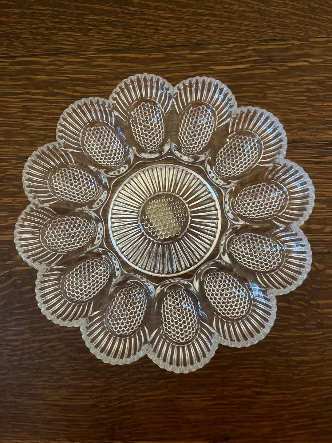 Vintage Hobnail Glass Egg Tray Etsy