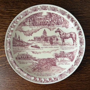Vintage Vernon Kilns Souvenir Plate Featuring Kentucky State Landmarks