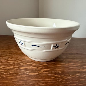 Longaberger Pottery Classic Blue Woven Traditions Medium Mixing Bowl