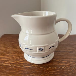 Longaberger Pottery Classic Blue Woven Traditions Large Pitcher