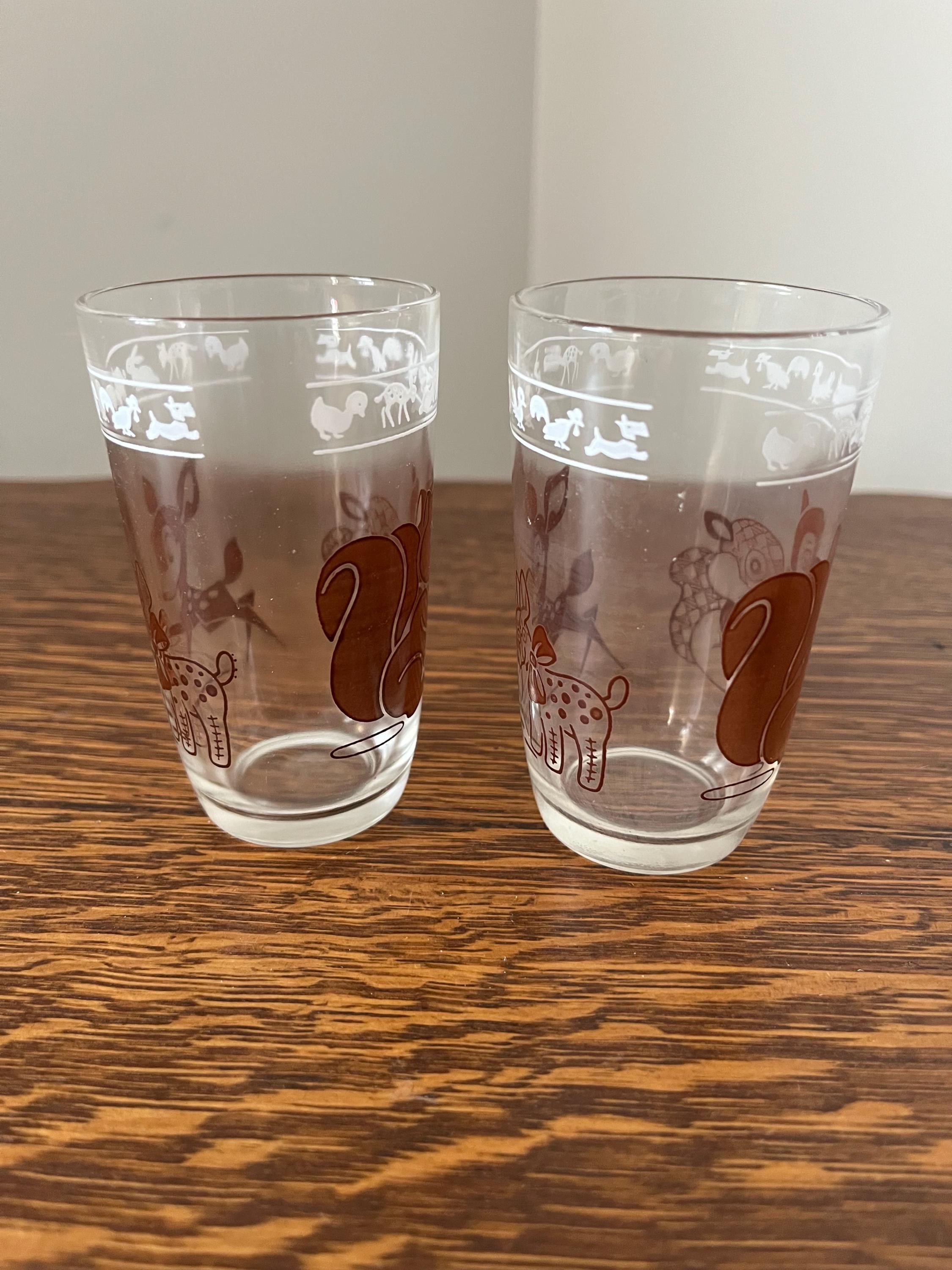 Vintage Swanky Swigs Juice Glass Set of 2 Kraft Brown Deer and 