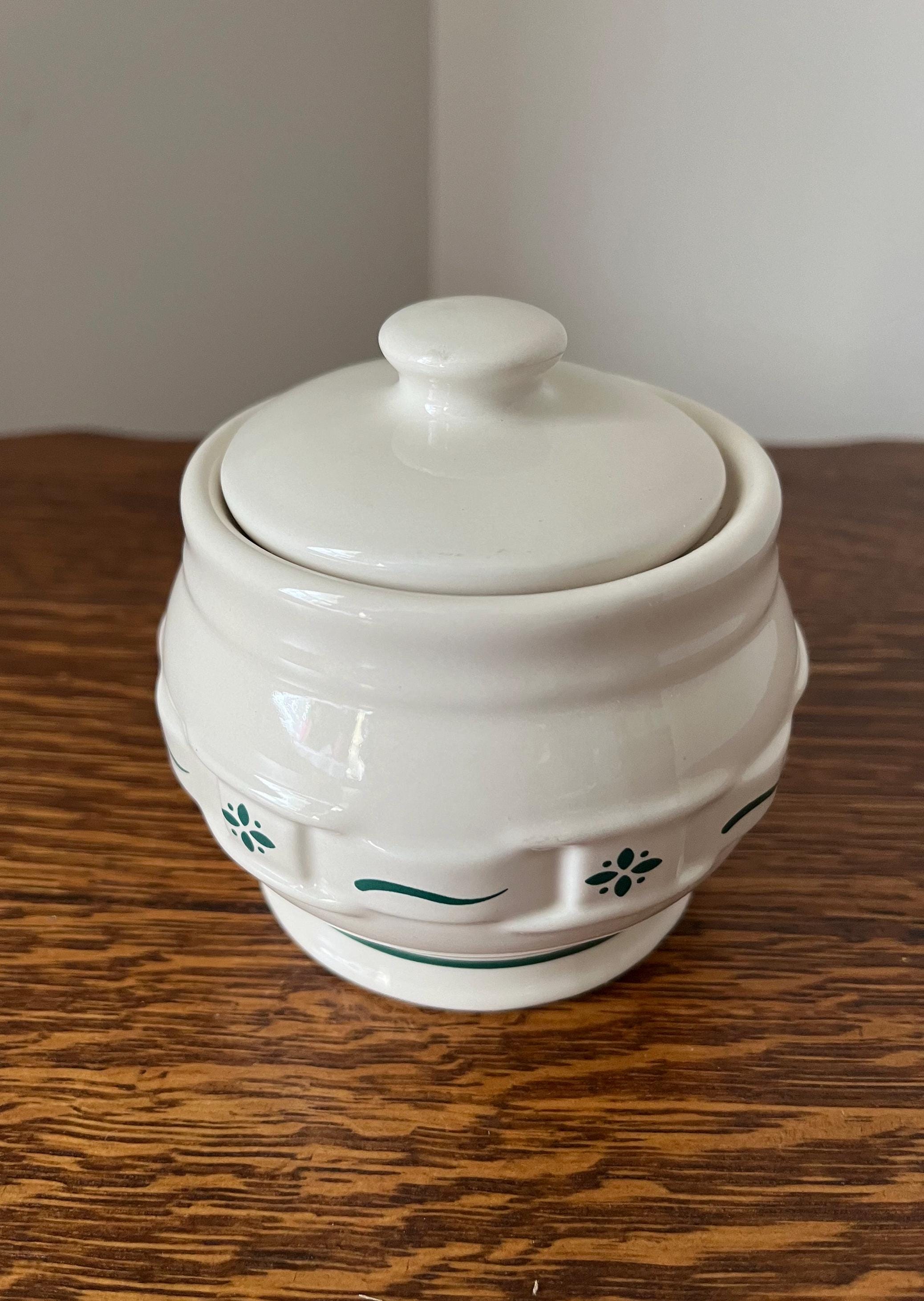 Longaberger Pottery Woven Traditions Heritage Green Sugar Bowl  display picture 1