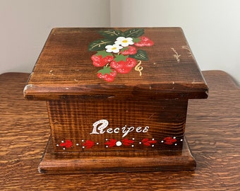 Handcrafted Wooden Strawberry Recipe Box