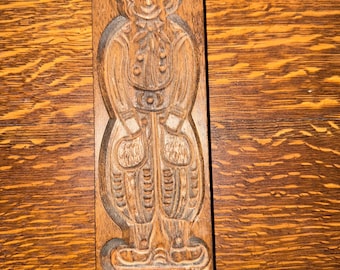 Vintage Dutch Boy Wooden Cookie Mold - Hand-Carved Baking Tool