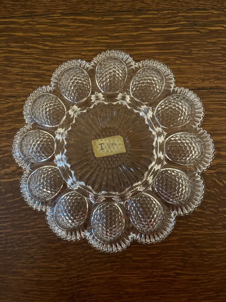 Vintage Hobnail Glass Egg Tray Etsy