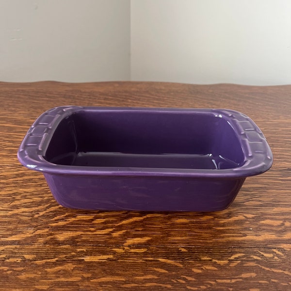 Longaberger Pottery Woven Traditions Eggplant Purple Small Loaf Baking Pans